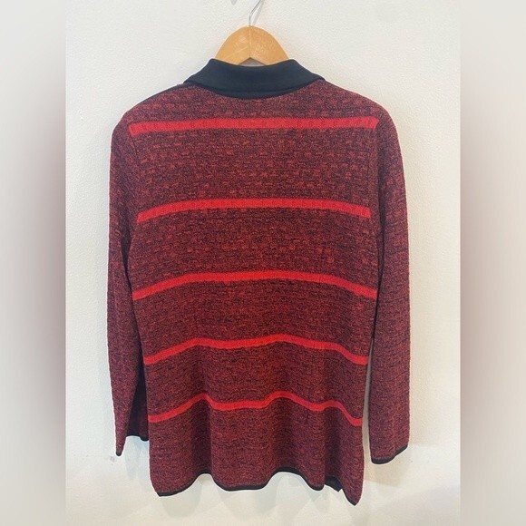 Exclusively Misook Alfred Red & Black One Piece Cardigan  Size M - Picture 6 of 6